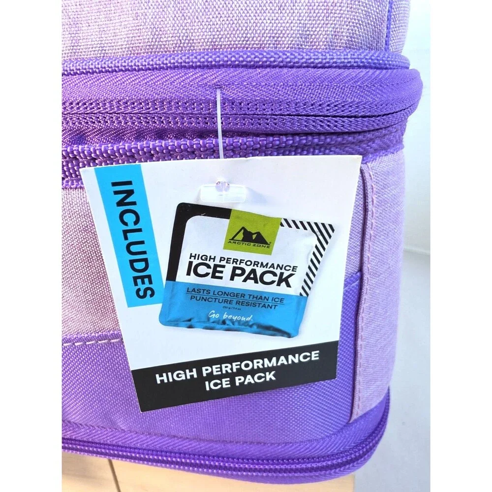New Arctic Zone Expandable Lunch Box Bag With Ice Pack Purple